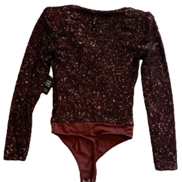Express Sequin V Neck Bodysuit NWT - Picture 5 of 12